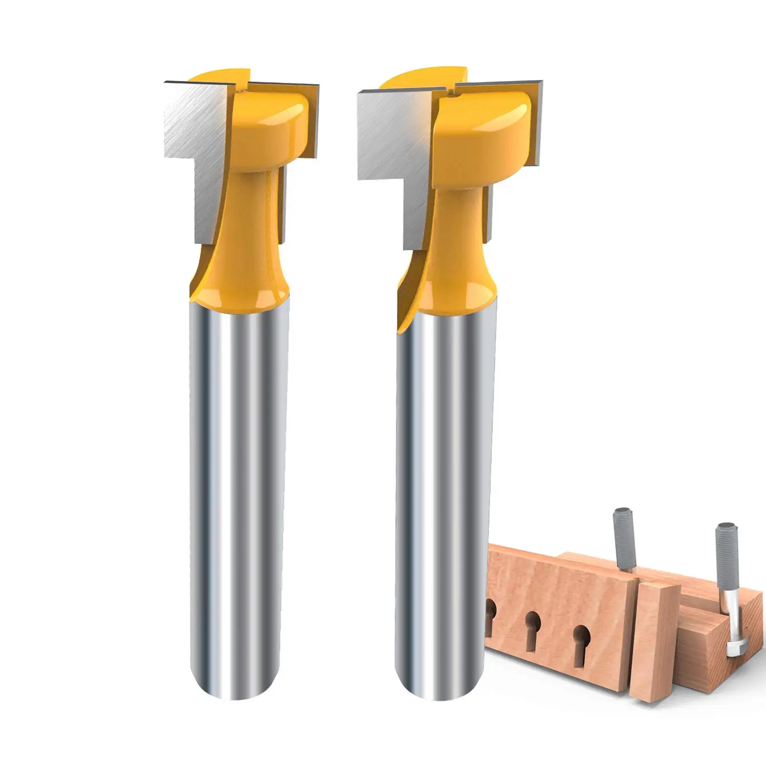 2pcs T Slot Router Bit 1/4 Inch Shank Keyhole Router Bit Set 3/8 & 1/2