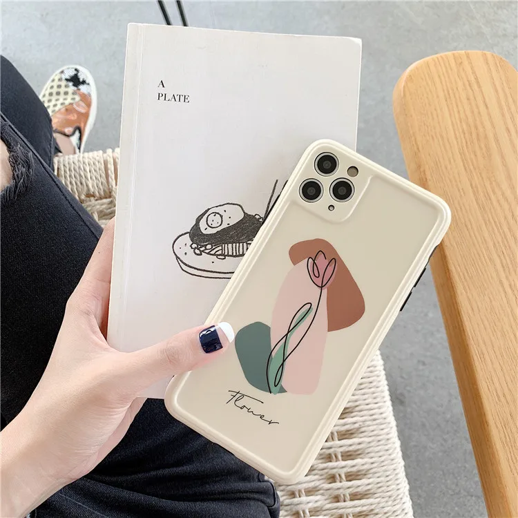 Retro artist sweet Rose line Gradient art Korean Phone Case For iPhone 13 11 12 Pro Max Xr Xs Max 7 8 Plus 7Plus Case Soft Cover