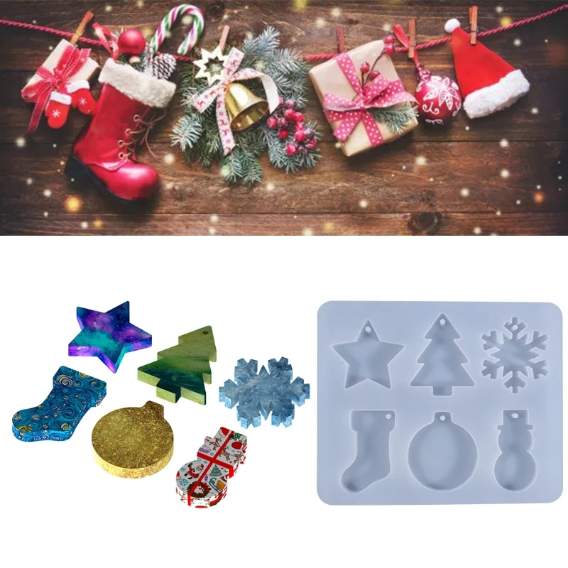 

Christmas Snowflake Snowman Epoxy Resin Mold Pendants Ornaments Silicone Mould DIY Crafts Decorations Jewelry Mold