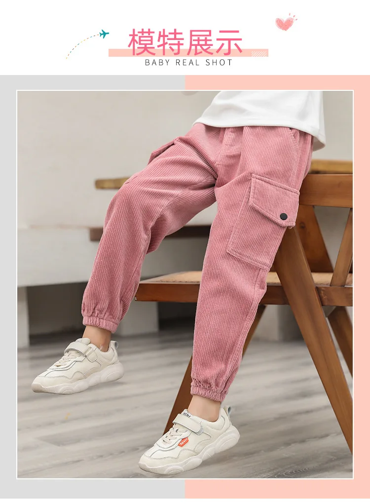 Big Girls Thicken Corduroy Pants Kids Winter Warm Cargo Pants New 4-13Y Children's Wear Girl Cotton-padded Trousers Costume