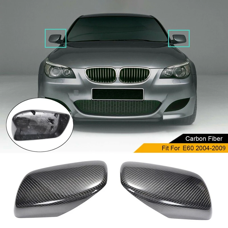 Car Carbon Fiber Rear View Mirror Cover Side Cap for -BMW E60 2004-2009 Accessories | Автомобили и мотоциклы