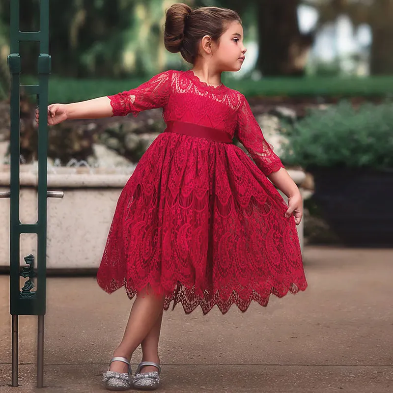 Церемониальное платье для маленьких девочек одежда для малышей Детские платья-пачки для девочек, одежда платье для свадебной вечеринки, vestidos robe Fille - Цвет: Red