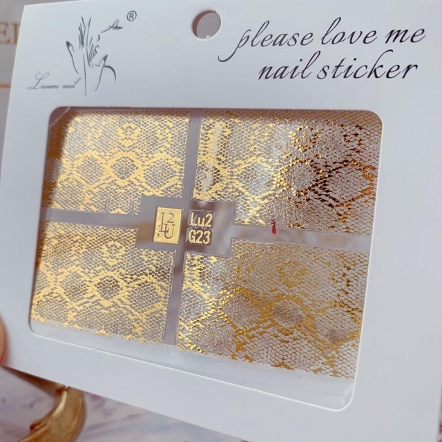 Nail Sticker Decal Patch Bronzing Letter Sticker Light Golden Alphabet Flowers Design for Nail Tattoo LU2 G001-G029