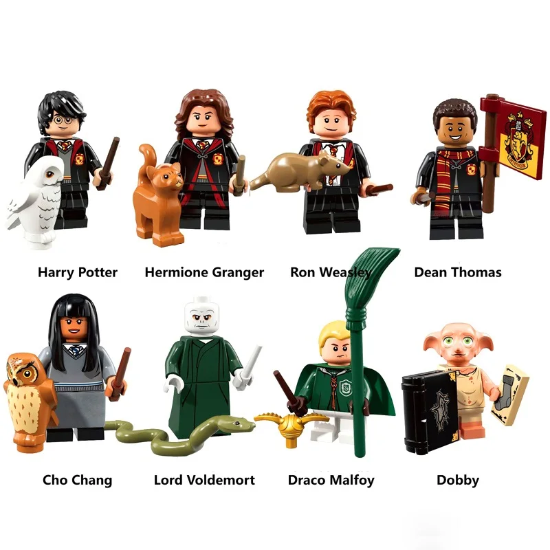 8 комплектов, Stealth Harri, Дамблдор, Flitwick, Longbottom, луна Диггори, Mad-Eye, Moody, модель, фигурки, блоки, экшн-блоки, игрушки для детей - Цвет: 8Sets