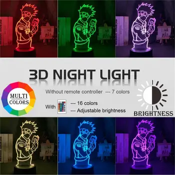 

3d Illusion Led Night Light Kakashi Hatake Holding Book Nightlight Gift for Kids Boys Children's Bedroom Decor Table Lamp Naruto