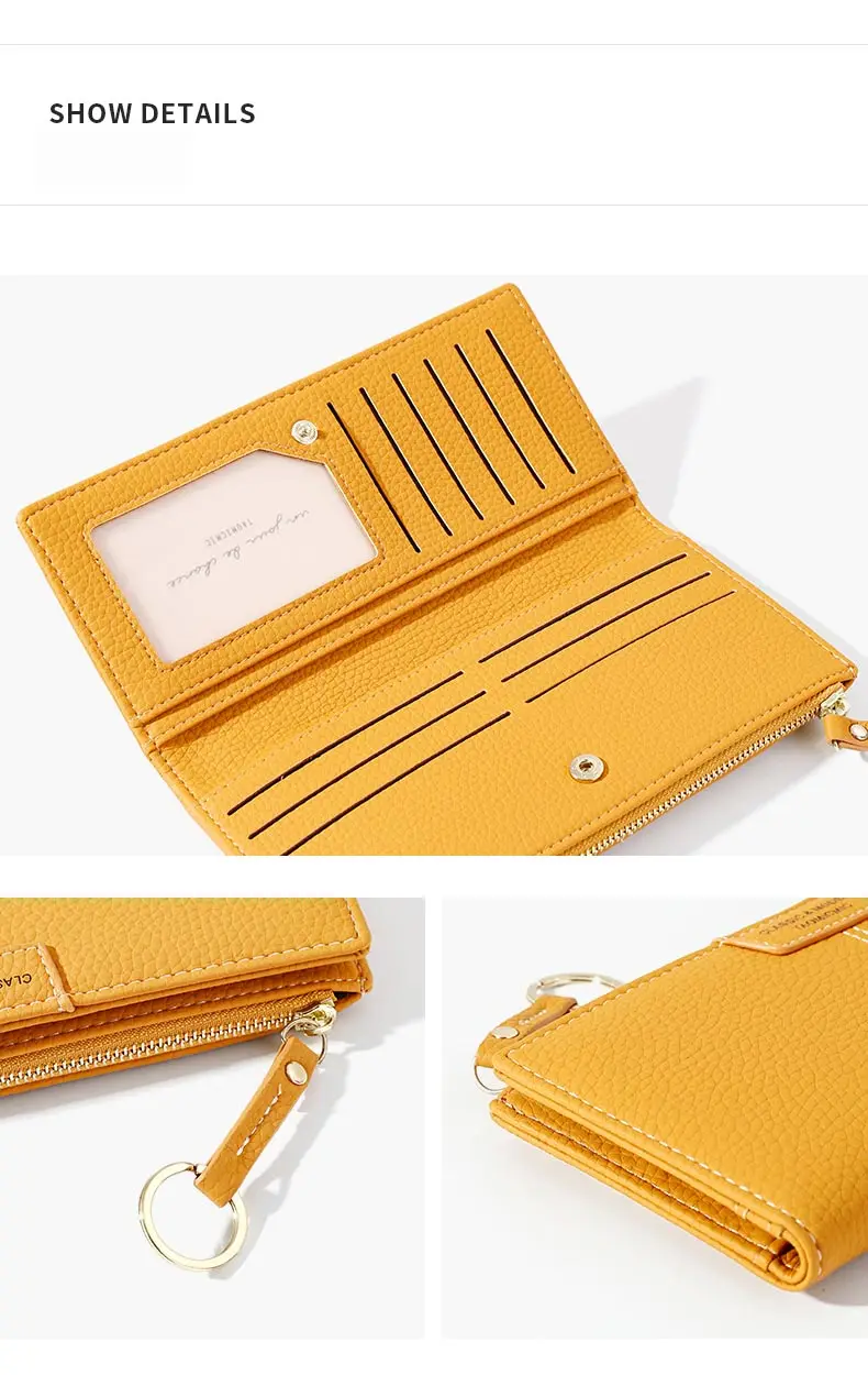 YOJESSY женский длинный бумажник на застежке желтые женские кошельки женское портмоне-клатч на молнии Телефон Карман Футляр для карт, Дамский кошелек