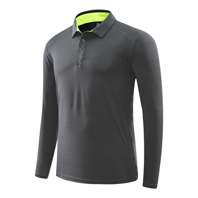 Men Fitness Long Sleeve Quick Dry Tennis Golf Shirt Bodybuilding Workout Long Top Casual Man Running Sportswear dark grey