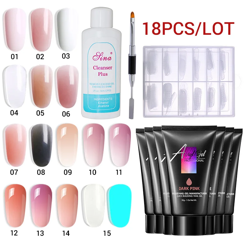 

Lacheer 18Pcs/Lot Crystal Extend Led Nail Gel Polish Long Lasting Builder Led Gel Lacquer Soak Off Luminous Extend Gel Kits