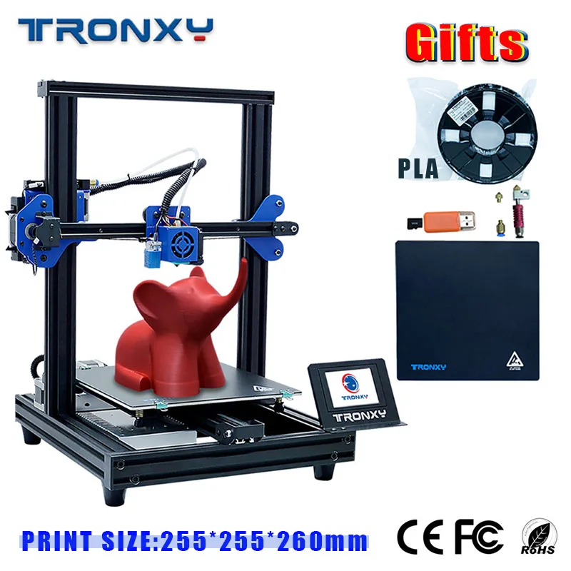 Goedkoop 2019 Tronxy XY 2 Pro 3D Printer Kit Snelle Montage 255*255*260 Mm Ondersteuning Auto Leveling Hervatten Print filament Opraken Detectie