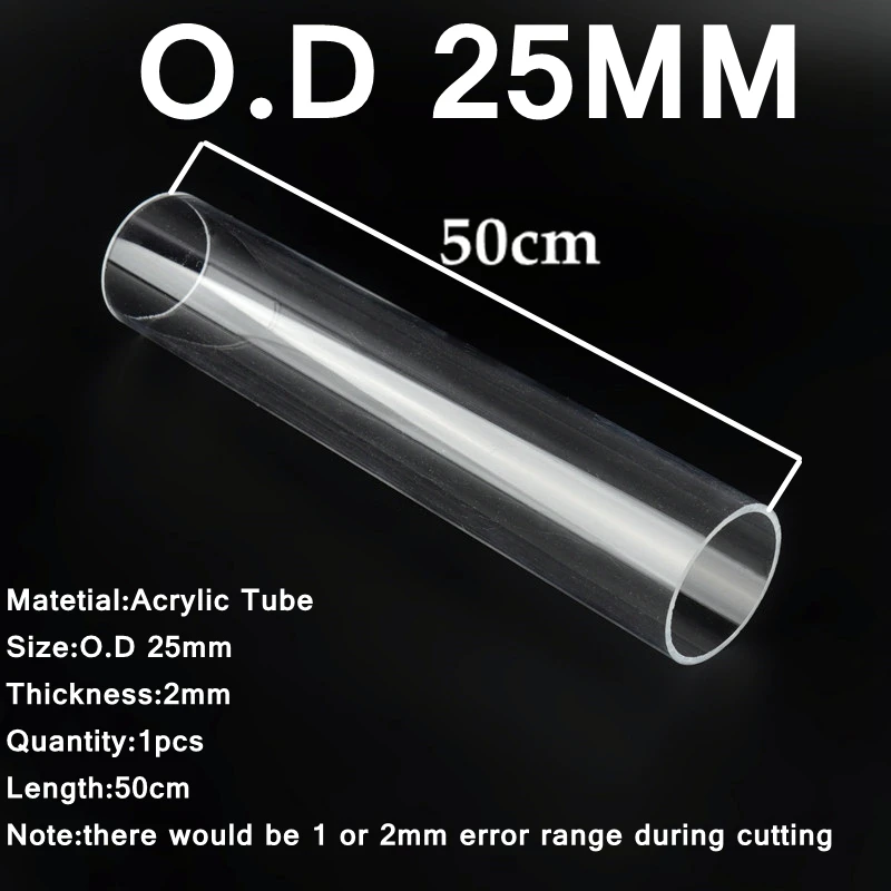 50cm Length O.D 16mm~110mm High Transparent Acrylic Tube Fish Tank Aquarium Plexiglass Tubo Garden Irrigation Water Supply Pipe 