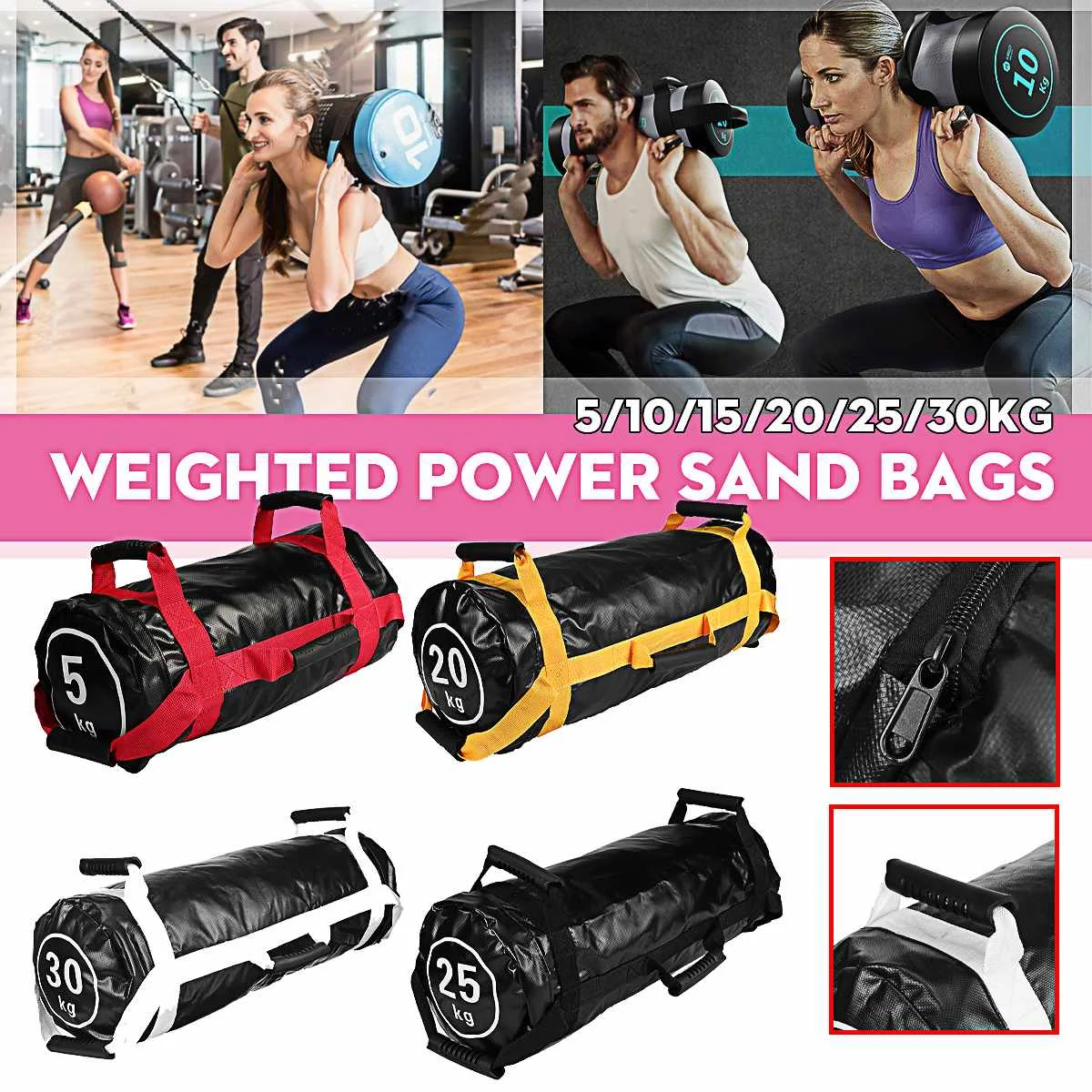 5-30KG Weight Lifting Double End Sandbag Boxing Fitness Workout Physical Training Exercises MMA Boxing Heavy Duty Power Bag