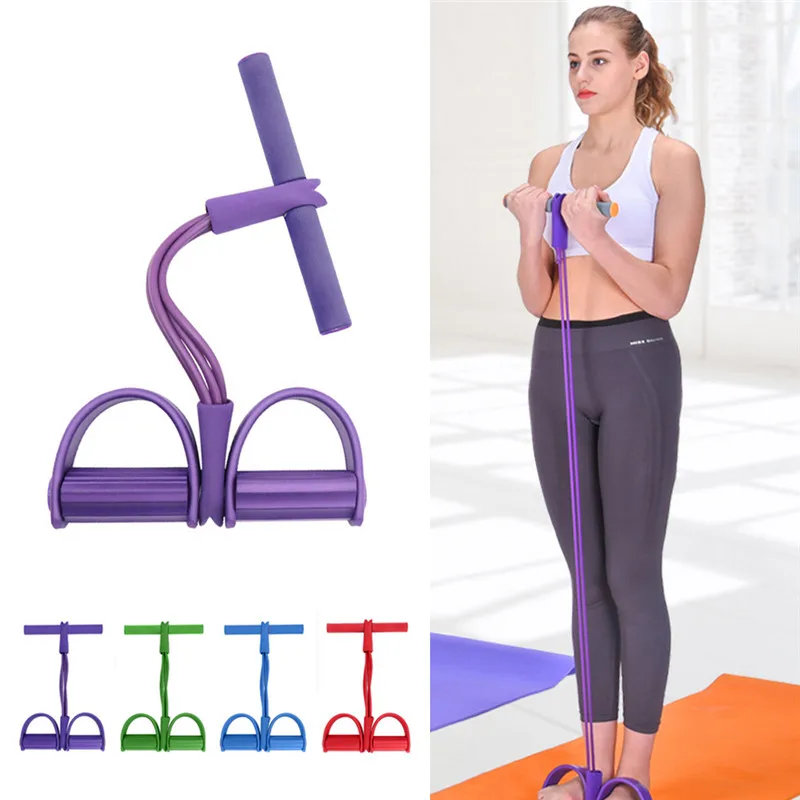 Fitness Gum 4 Tube Resistance Bands Latex Pedal Exerciser Sit-up