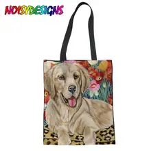 NOISYDESIGNS, женские сумки для покупок, золотой ретривер, Холщовая Сумка, сумки для супермаркета, сумки для девочек, сумка-тоут, сумка Mochila Bolsa