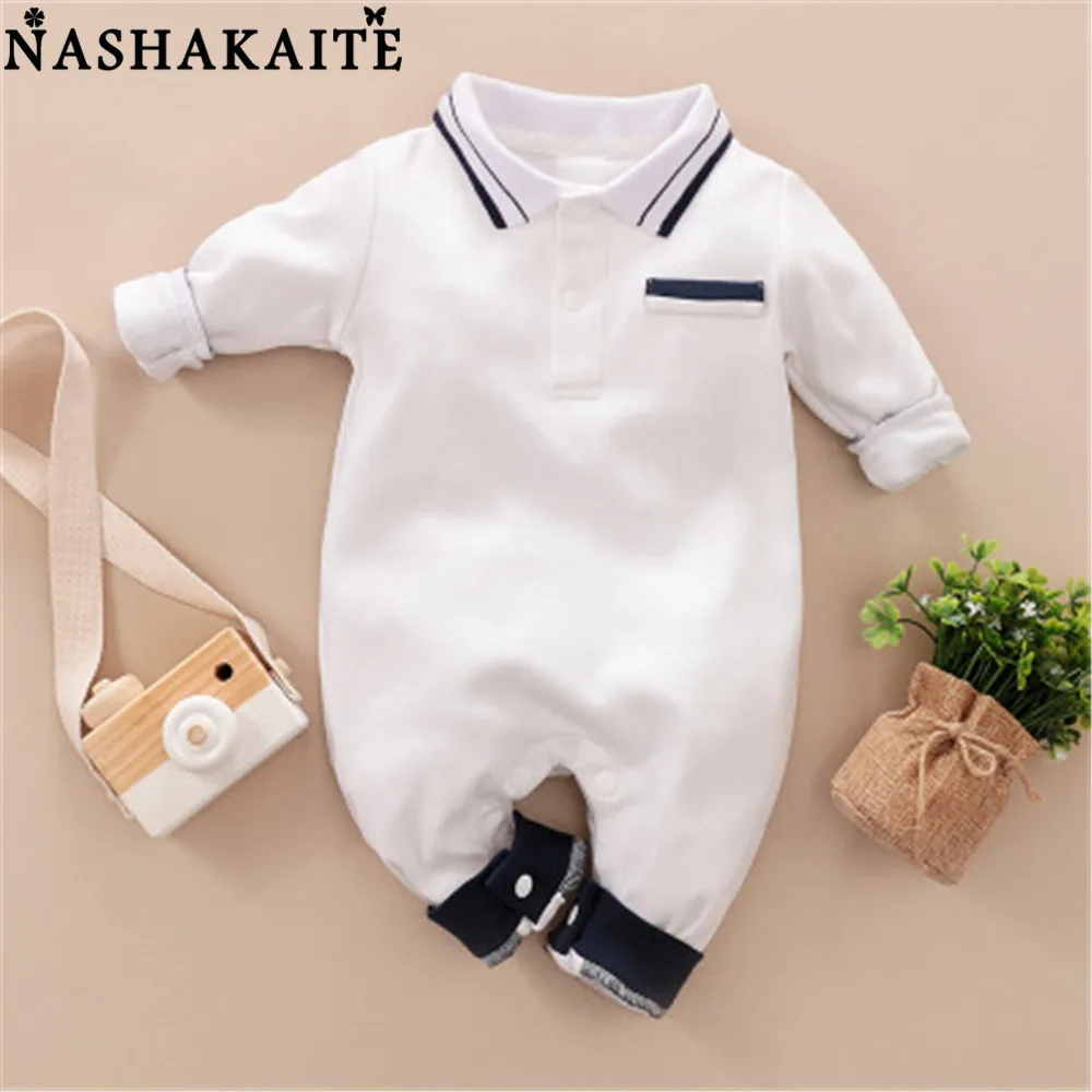 

NASHAKAITE Gentleman Newborn Baby Boy Party Clothes With Bow Tie Baby Boy Romper Infant Jumpsuit Baby Clothing
