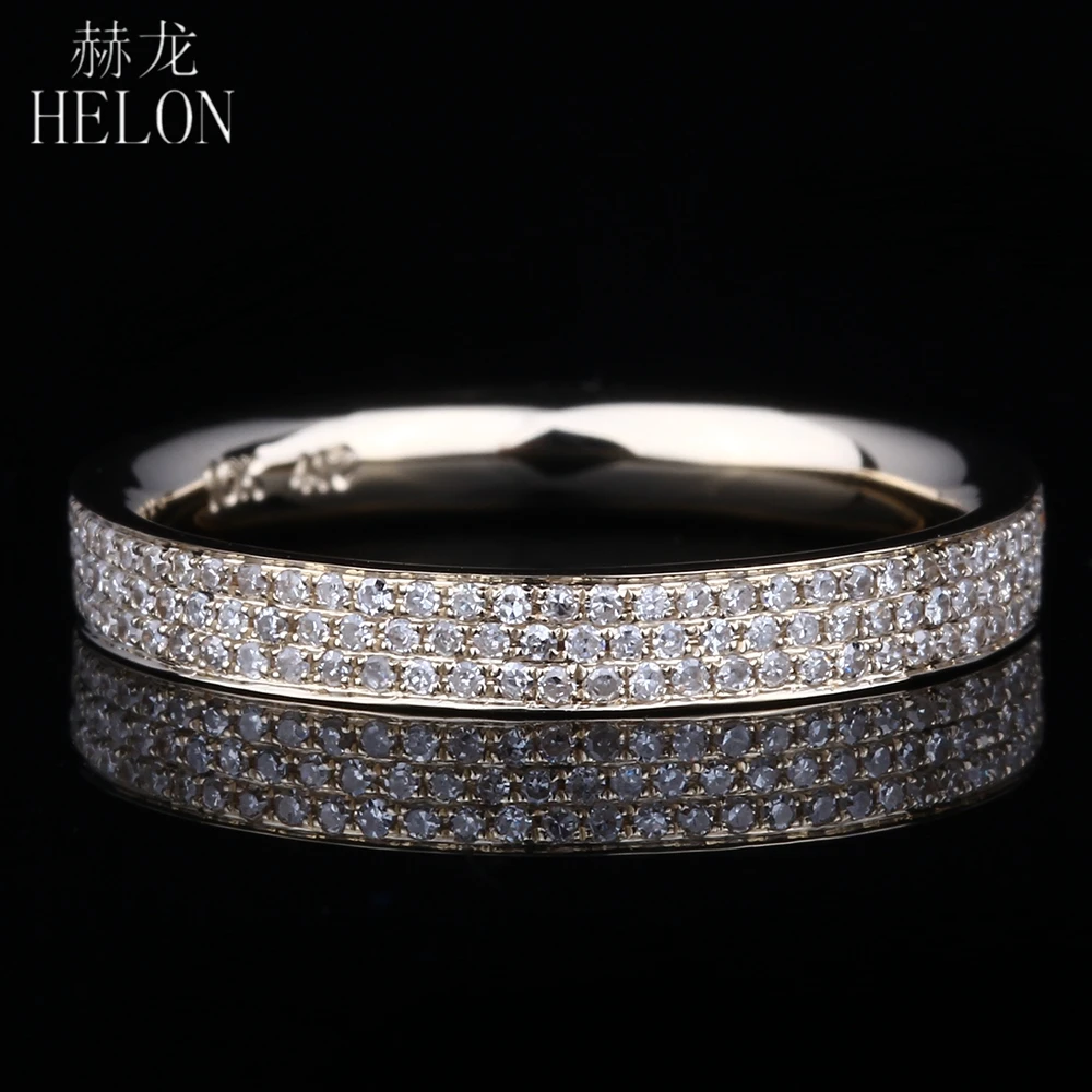 

HELON Solid 14K Yellow Gold 0.45CT H/SI Round Natural Diamond Engagement Ring Women Birthday Anniversarry Fine Jewelry Best Gift