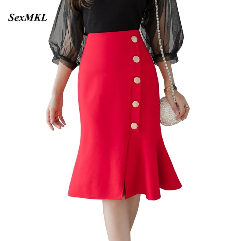 Faldas de talla grande Mujer, a la Moda Falda de tubo, color negro, Sexy, de estilo coreano, 2022|Faldas| - AliExpress