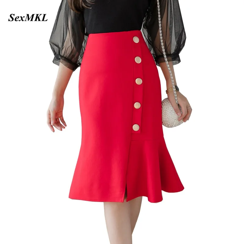 Oversized Skirts Womens Faldas Mujer Moda 2022 Fashion Black Pencil