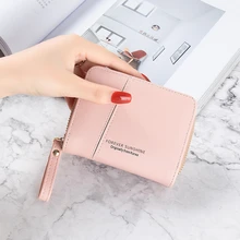 

Brand Solid Color Women Wallet Soft Pu Leather Female Purse Mini Hasp Card Holder Coin Short Wallets Slim Small Purse Zipper