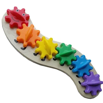 

1PCS Children's Education Wooden Gear Assembly Caterpillar Toys Assembling Blocks Colorful Sorting Color Cognitive Board Toys
