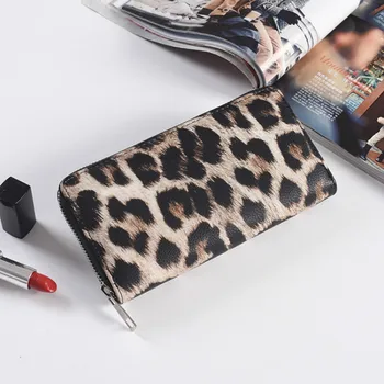 

2019 New Fashion Women Wallet Small Cute Long Pu Leather Girl Wallets Zipper Purses Leopard Animal Print Card Holder Zip Around