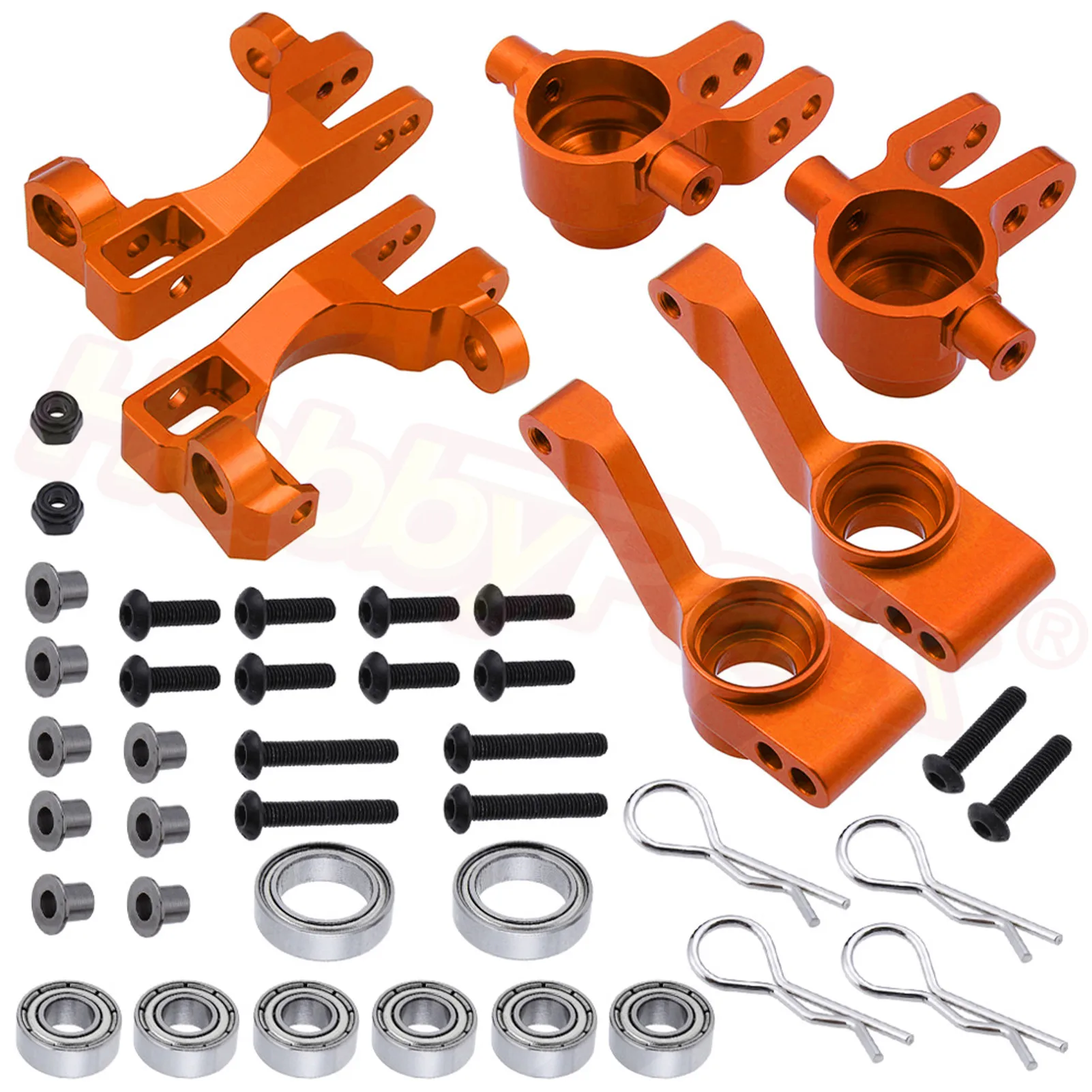 Globact Aluminum Alloy Caster Block&Steering Blocks C-Hubs Stub Axle Carriers Left & Right with Ball Bearings for Traxxas 1/10 Slash 4x4 Stampede Rustler 4WD Replaces Part 6837 6832 1952 