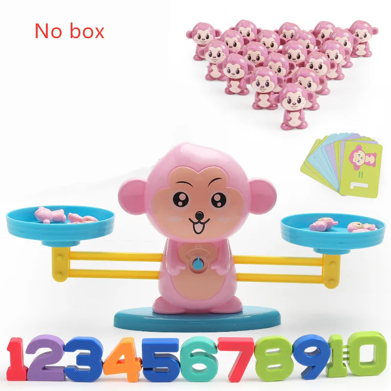 PinkMonkey-NoBox Игра в матче по математике, настольные игрушки, лягушка, собака, свинья, обезьяна, пингвин, слон, весы, детские развивающие Игрушки для раннего развития - Цвет: PinkMonkey-NoBox