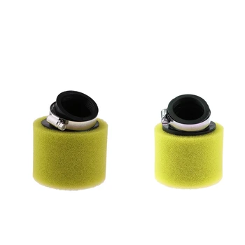 

2Pcs 45mm 42mm Bent Angled Air Filter Yellow 90cc 110cc Pit Quad Dirt Bike ATV Motorcycle