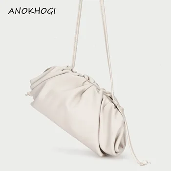 

Genuine Cow Leather Women Shoulder Bags Dumpling Soft Wrinkled Messengers Female Luxury Handbags Crossbody Bag B525