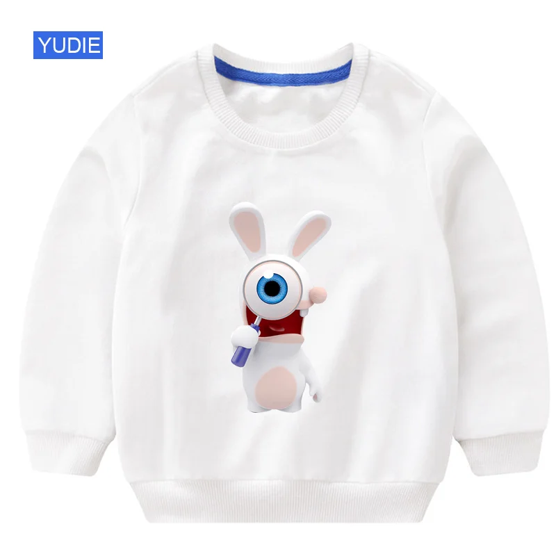 Boys Girls Baby Print Hoodies Sweatshirts 2T Crazy Rabbit Cartoon Sweatshirts Children O-Neck Long Sleeves Sweatshirts 2T-8T - Цвет: Sweatshirts