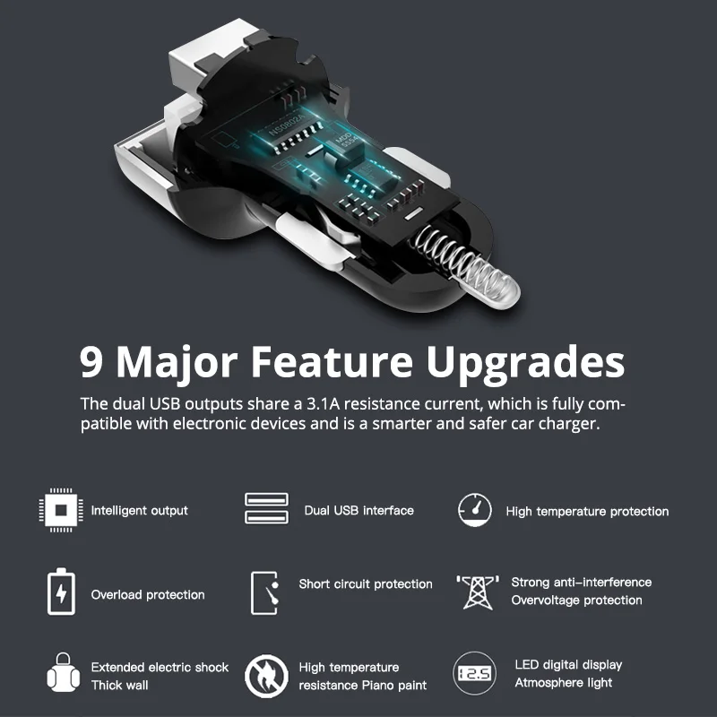 3.1A двойной USB Автомобильное зарядное устройство светодиодный дисплей для Mitsubishi GT