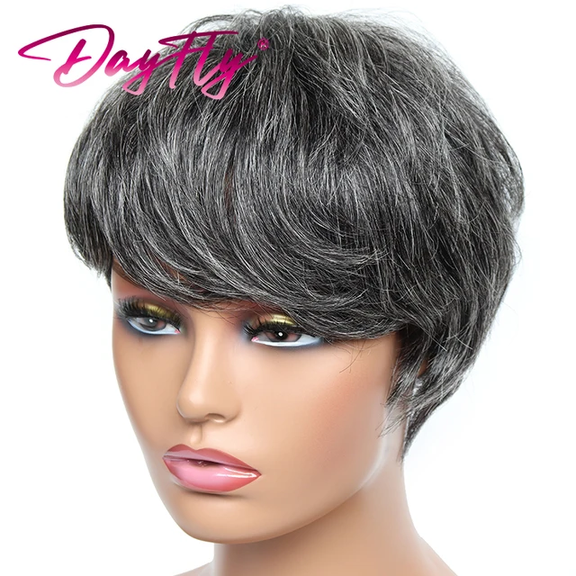 Short Human Hair Pixie Cut Wig Colored Natural Wave Wigs With Bangs Short Ombre Human Hair Wigs For Women Brazilian Hair Wig 34