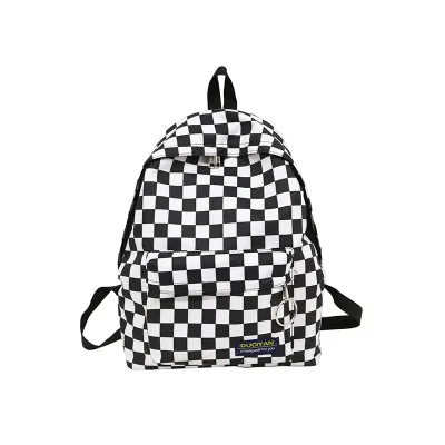 

Best selling ladies plaid backpack new trend chess board youth bag outdoor fitness couple backpack fashion storage bag