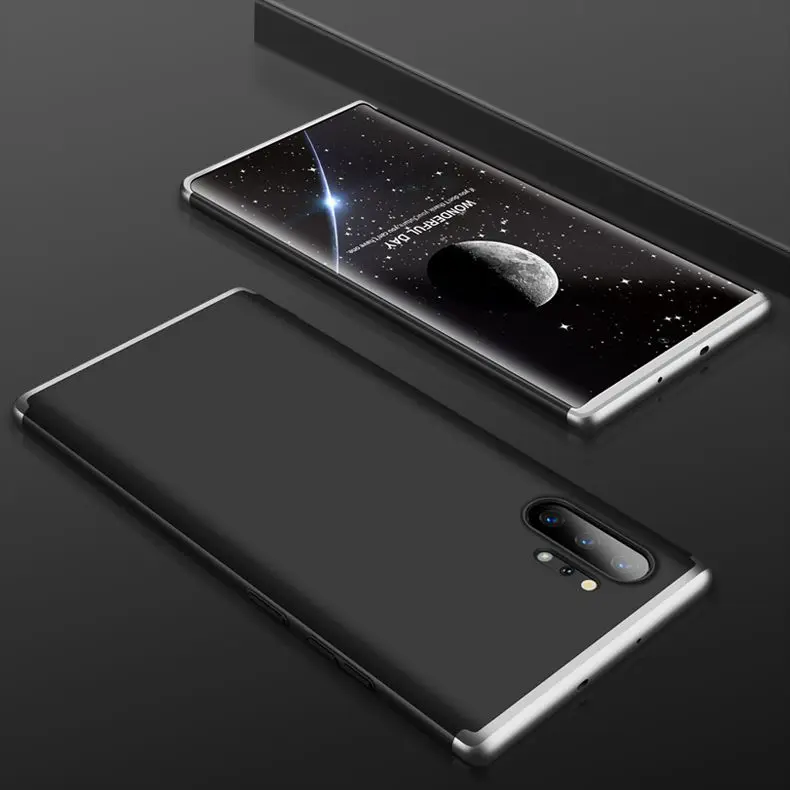 Black silvery Чехол для samsung note 10 plus, защитный чехол для samsung Galaxy note 9 10, чехол, роскошный, 360, полный корпус, жесткий, матовый, PC - Цвет: Black silvery