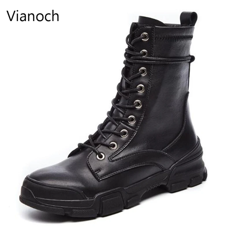 

2019 New Fashion Women Mortorcycle Boots Leather Lace Up Shoes Ankle Boots Flats Woman Size 40 wo19078