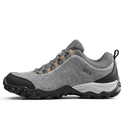 Humtto Leather Wear-Resistant Outdoor Men's Hiking Sneakers - 9 (Gray 110282A)