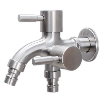

Stainless Steel Washing Machine Faucet Wall Mounted 1in 2 out Multifunctional Water Sink Tap Bathroom Kitchen Bibcocks