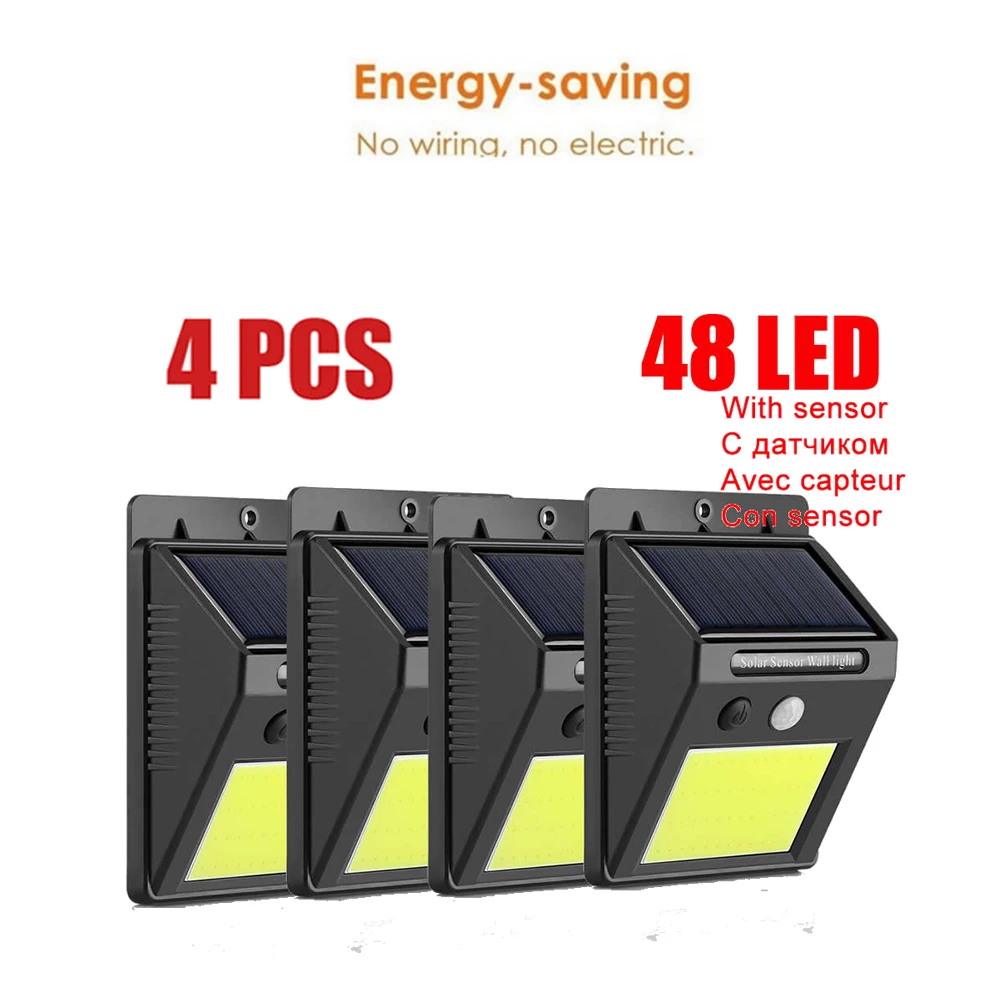 

1-4PCS Led Garden Solar Lamp Motion Sensor Wall Light 3 Mode LED Separable Solar Power Light Super Bright Security Waterproof Li