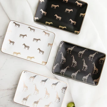 

Personalised Giraffe Rectangular Dish Porcelain Decorative Plate for Jewelery Trinket Vanity Decor Wedding Engagement Ring Tray