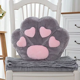 Grey Животные плюшевые лапы Полностью мягкие красочные кошка собака медведь имитация лапы подушки реквизит Фланелевое Одеяло детский подарок 38*32 см - Цвет: Grey