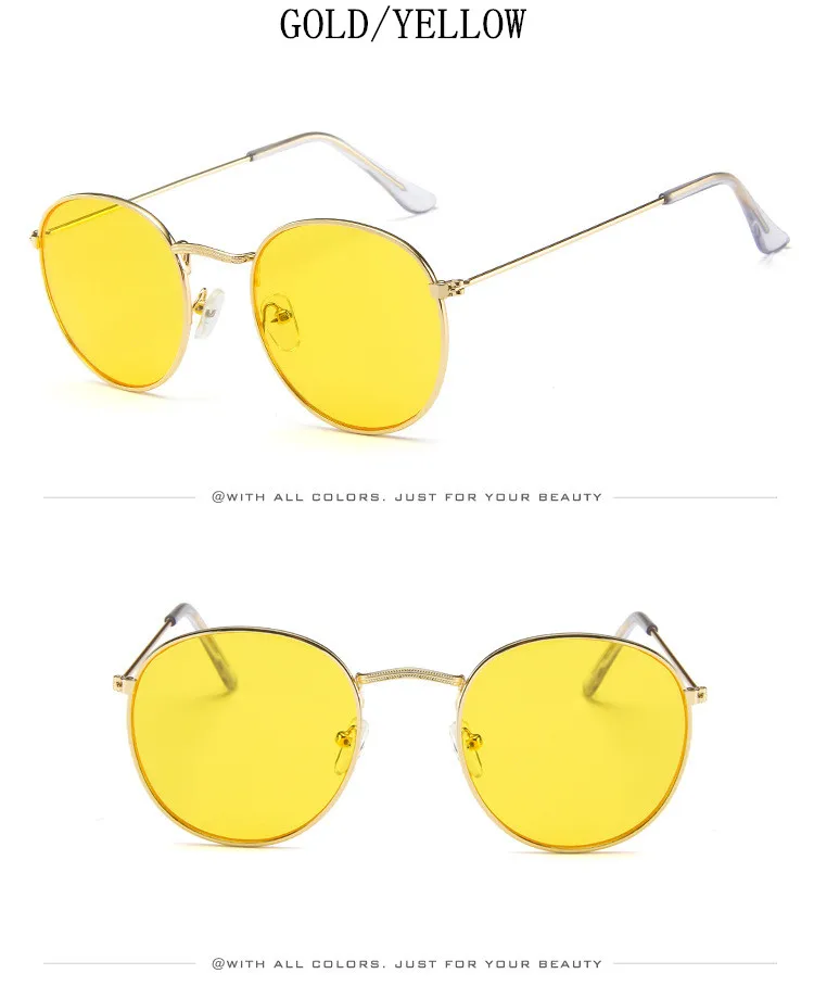 Gold Metal Frame Sunglasses Women Mirror Round Sun Glasses Coating Reflective Retro Sun Glasses Brand Designer Trend Eyewear reader sunglasses