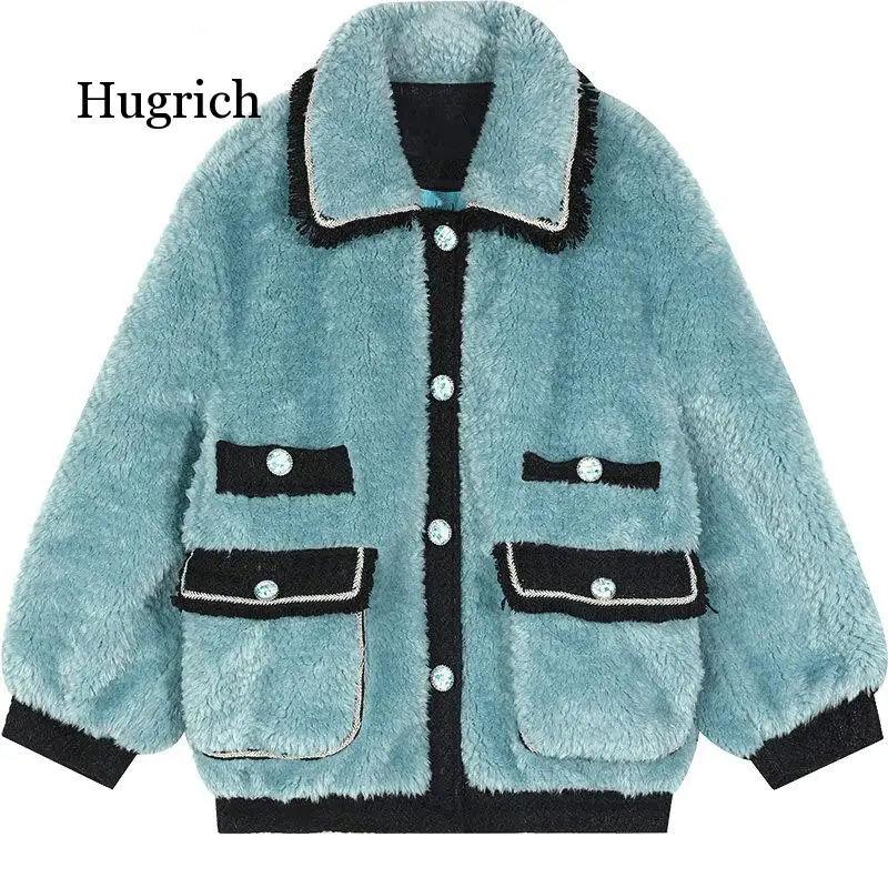 Teddy Lazy Chic Single Breasted Straight Wool Coats Women 2021 Autumn Elf Korean Casual Ladies Warmness Vintage Outwear