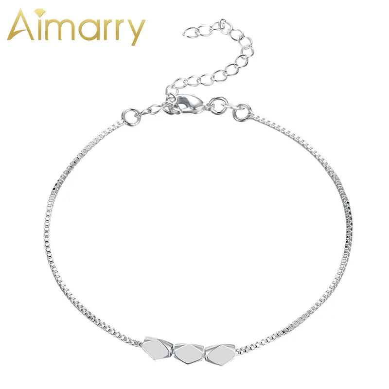 

Aimarry 925 Sterling Silver 4MM Lattice Chain Bracelet Anklet For Women Party Gifts Engagement Wedding Fashion Jewelry