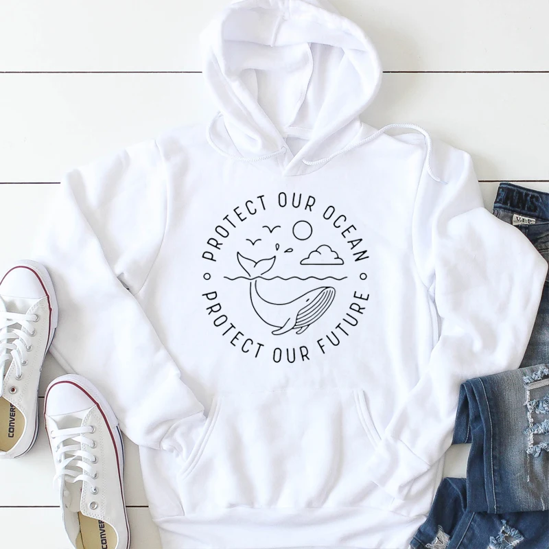  New Women Skip Straw Save Turtle Slogan Sweatshirt Keep Beach Cleanup Shirts Protect Our Ocean Prot