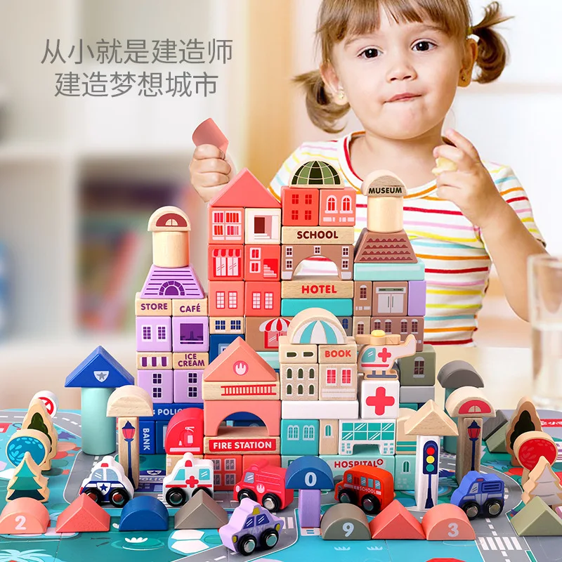 

Baby Building Blocks City Architecture Traffic 2-6 a Year of Age Gift Assembled Educational Cognitive Small Car CHILDREN'S Toy C