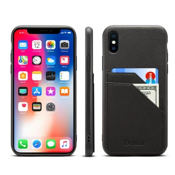 

Leather Phone Case for iPhone XR Xs 7 8 Plus With Ultra Thin Cards Holder Luxury Cowhide Cover