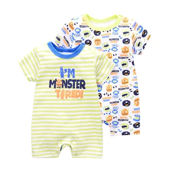 

2020 Summer 2PCS/lot Newborn Baby Girls clothes Cute Graphic Boy Jumpsuits Toddler Infant Onesies Soft Bodysuit Size 3-12M