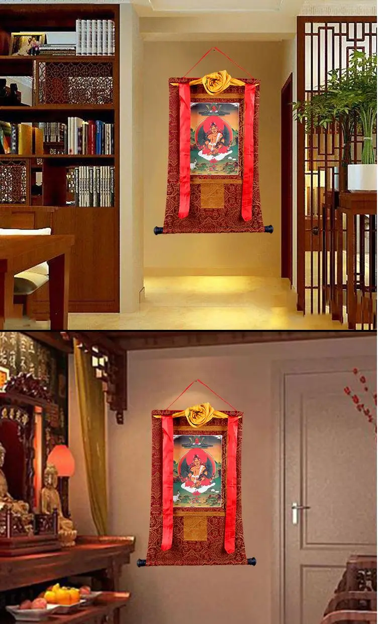 Thangka Тибетский ручной работы двухэтажный статуи Будды Thangka Висячие тибетские украшения гостиной фрески длинные 125 см