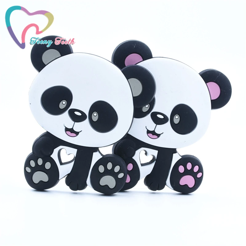 

Teeny Teeth 1 PC Silicone Teethers Cartoon Panda Shape Teether Food Grade Baby Teething Pendant DIY Pacifier Chain Necklaces