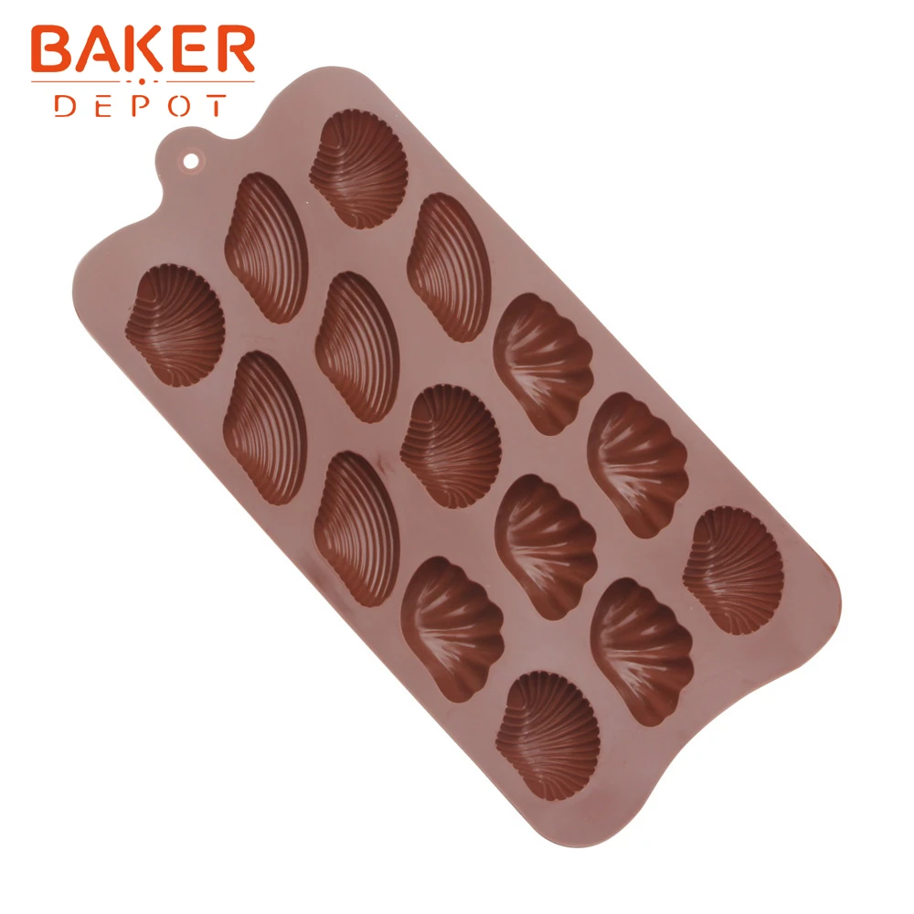 BAKER DEPOT shell шоколадная форма силиконовая форма для конфет клейкий лед 15 полости Бисквит Торт Инструмент для декорирования, сделай сам смоляное мыло