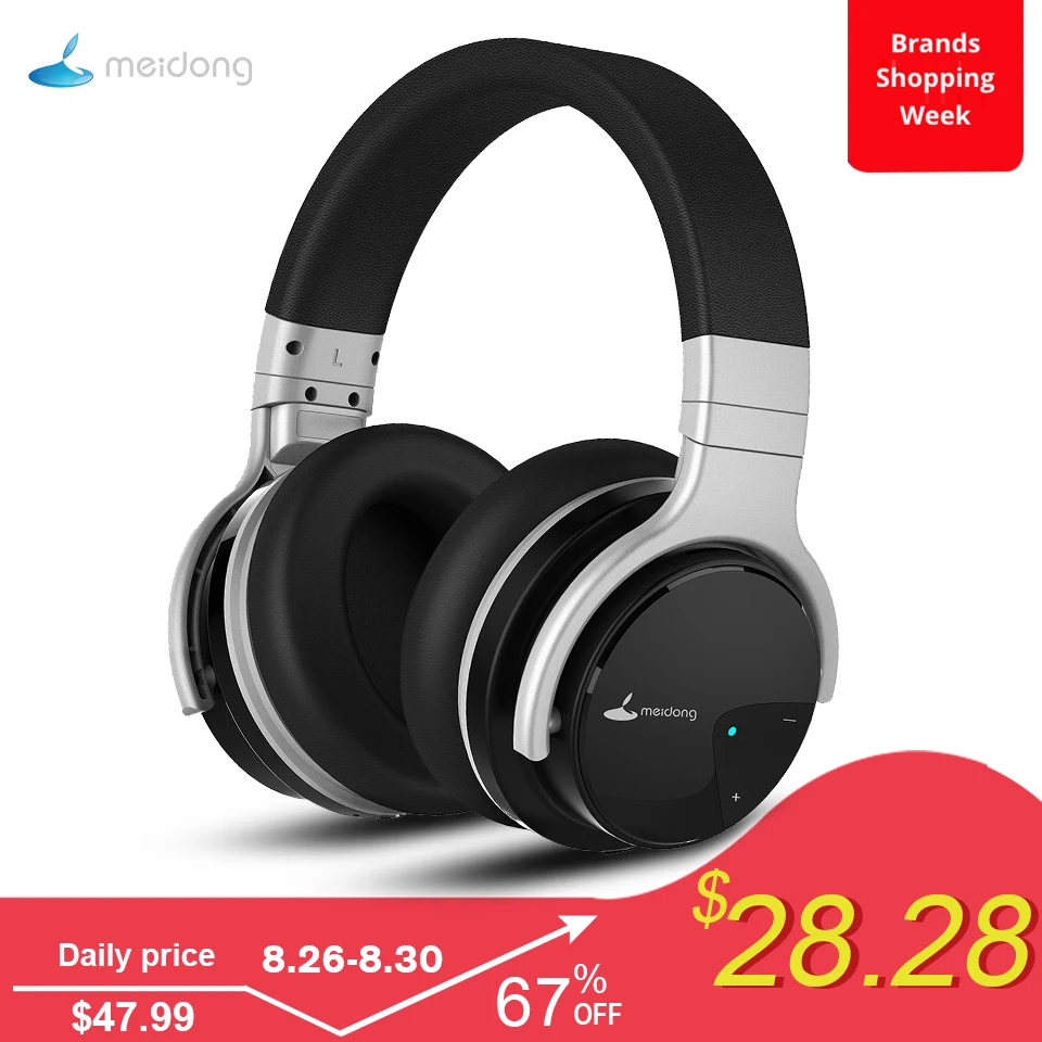 Meidong E7B Bluetooth Headphones Active Noise Cancelling